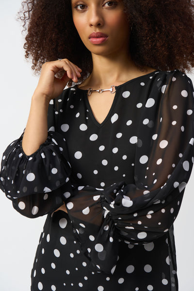 251277 Chiffon Dot Print Boxy Top