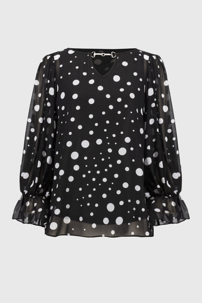 251277 Chiffon Dot Print Boxy Top
