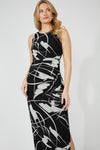 251343 Shaped Side Gather Knee Split Mesh Dress