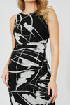 251343 Shaped Side Gather Knee Split Mesh Dress