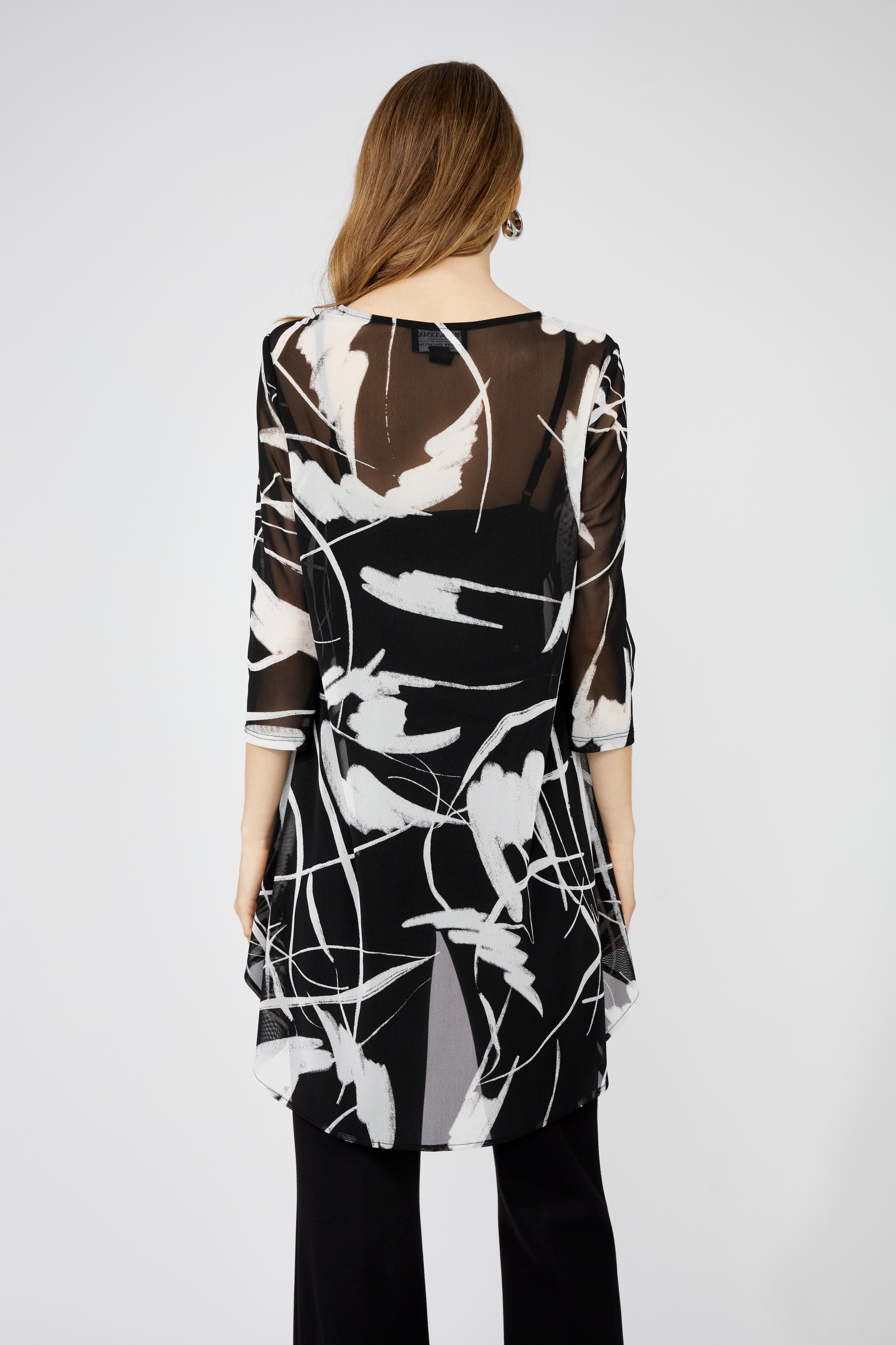 251344 Scoop Hem Mesh Tunic With Slip