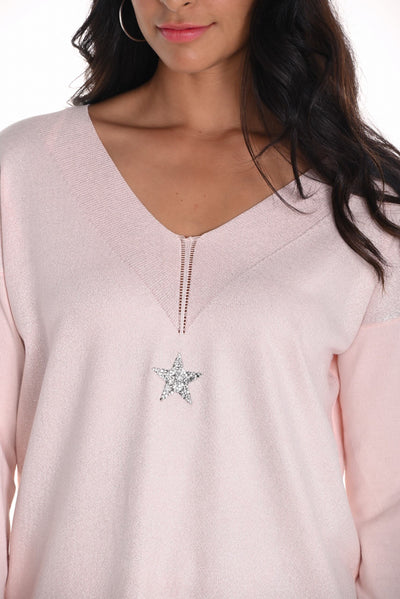 251503  Soft V Star Knit Sweater