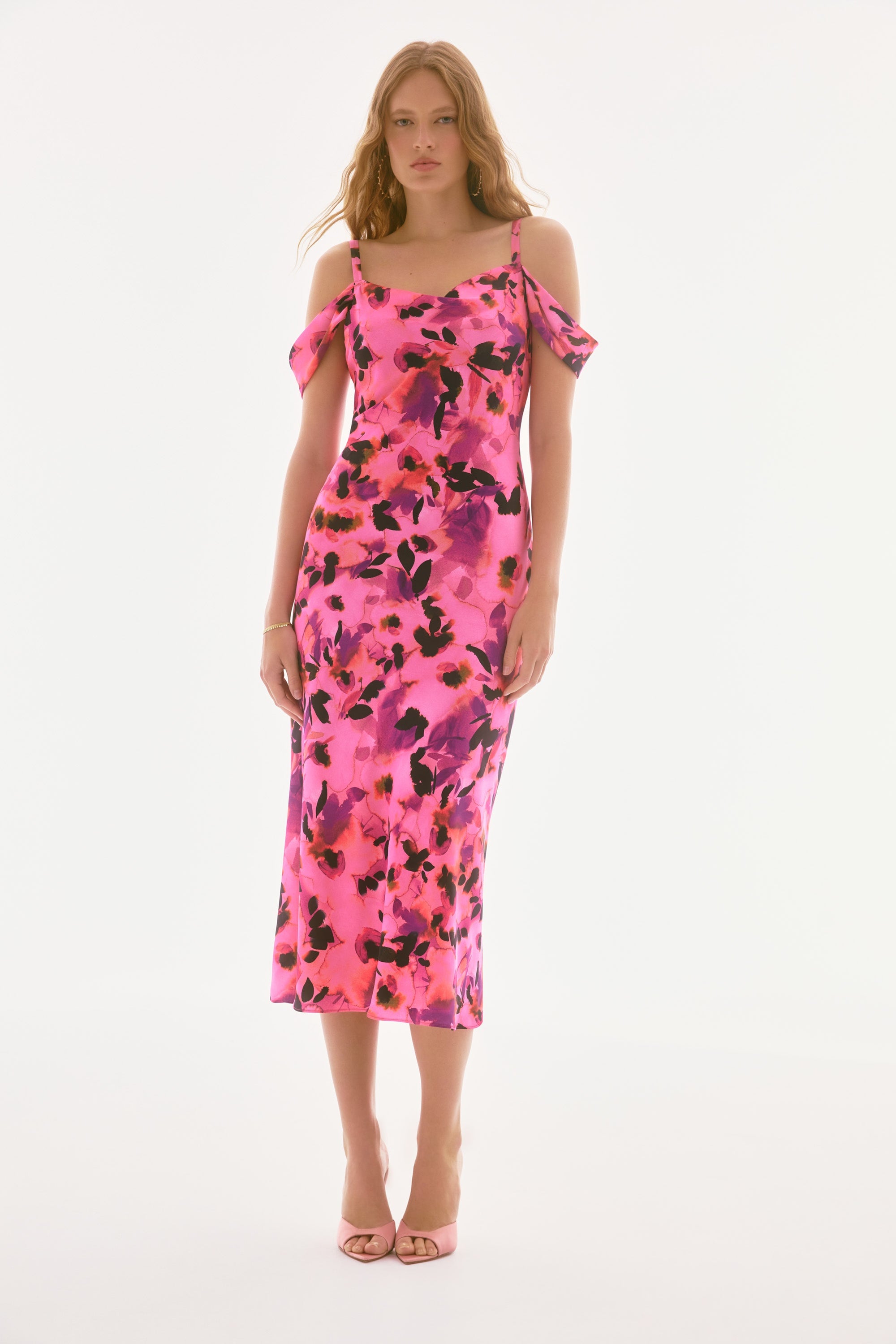 251737 Satin Floral Sheath Dress