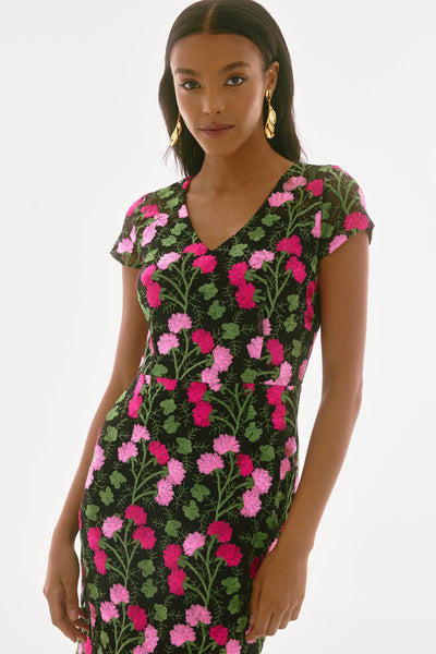 251762 Floral Mesh Shaped Tail Dress