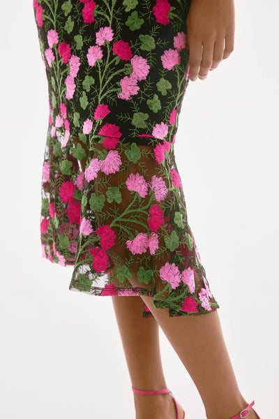 251762 Floral Mesh Shaped Tail Dress