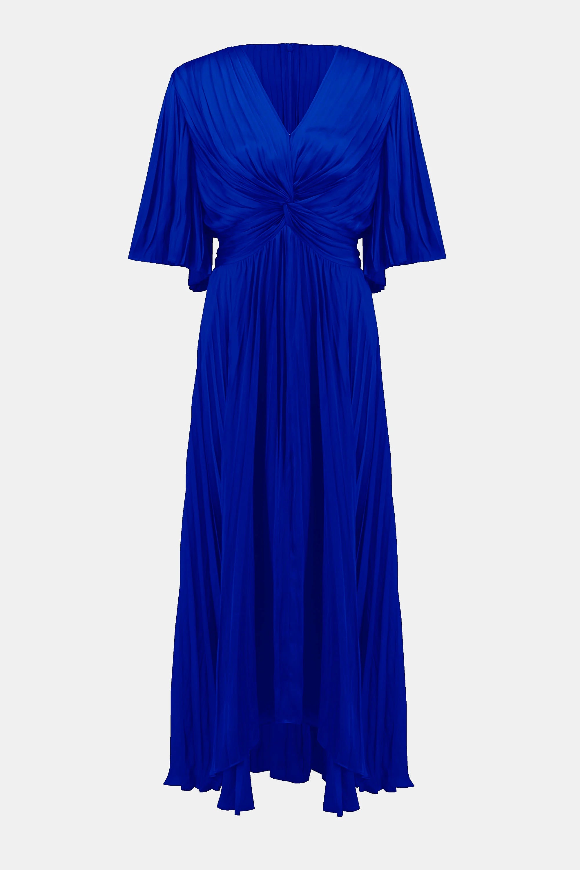 251903F25 Sapphire Mini Pleat V Neck Dress