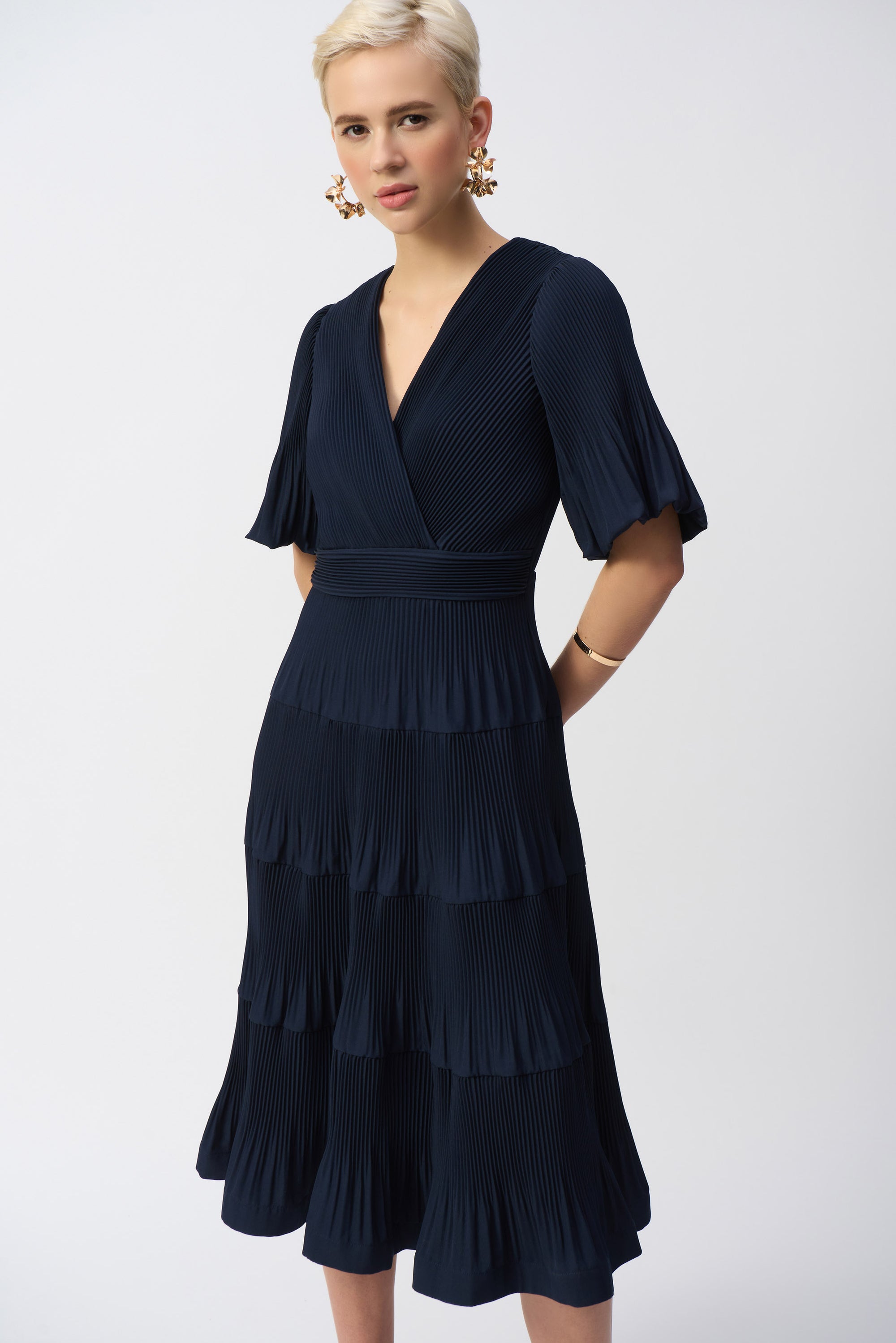 251905 V Neck Pleated Fit & Flare dress - Darling 251905 V Neck Pleated Fit & Flare dress - Darling