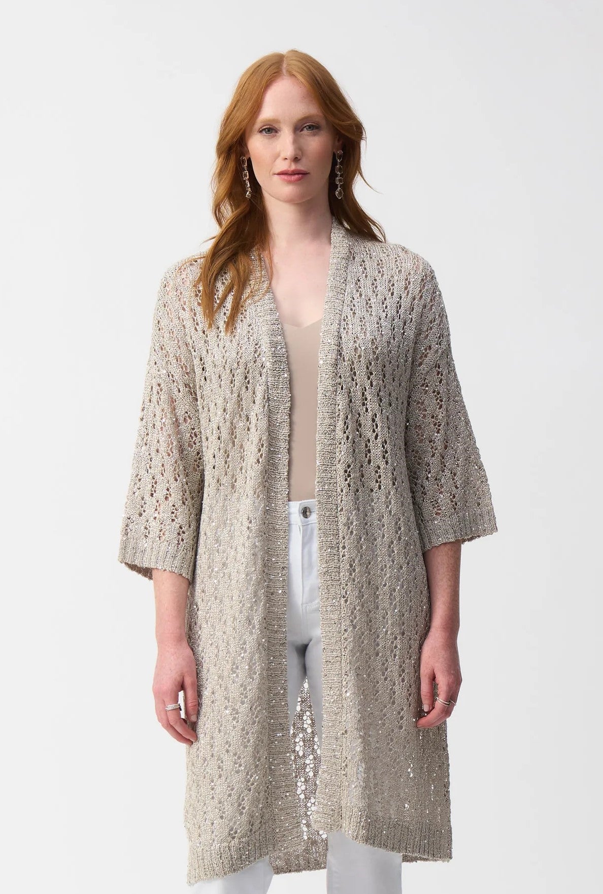 251929 Pointelle Long Line Cardigan