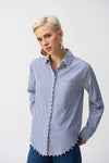 251942 Denim Blue Stripe Cotton Pearl Shirt