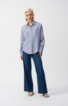 251942 Denim Blue Stripe Cotton Pearl Shirt