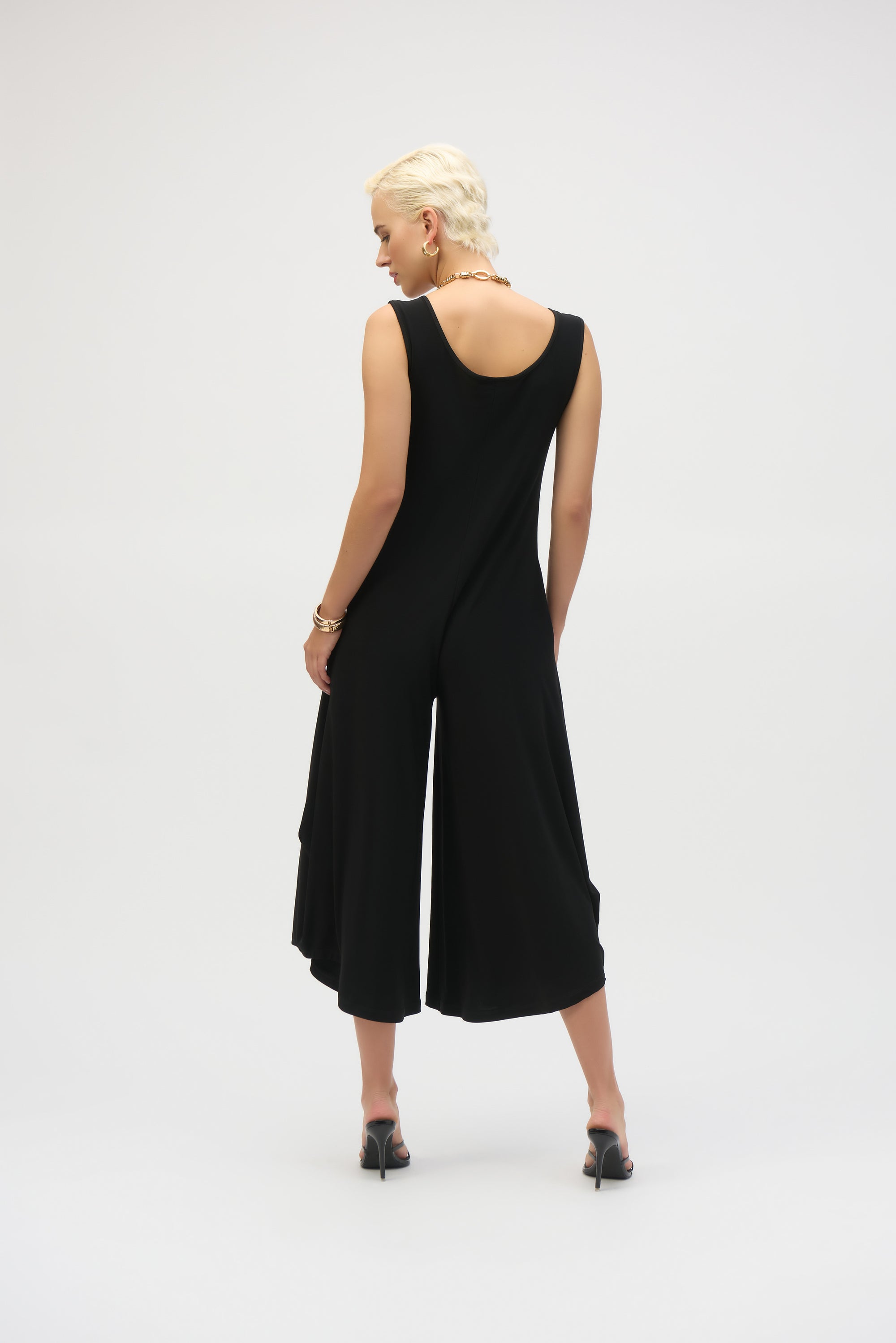 252056 Euro Knit Wide-Leg Sleeveless Jumpsuit