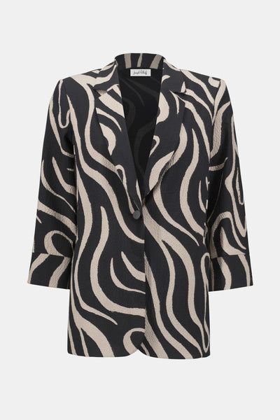 252152 Abstract Print Seersucker Straight Blazer