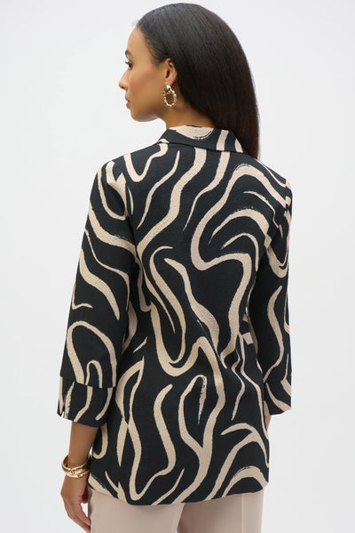 252152 Abstract Print Seersucker Straight Blazer
