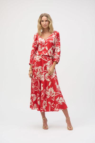 252176 Floral Full Length Fluted Skirt