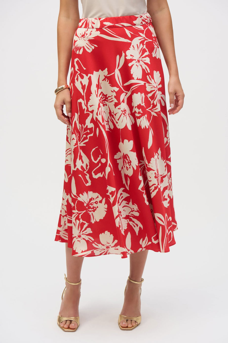 252176 Floral Full Length Fluted Skirt