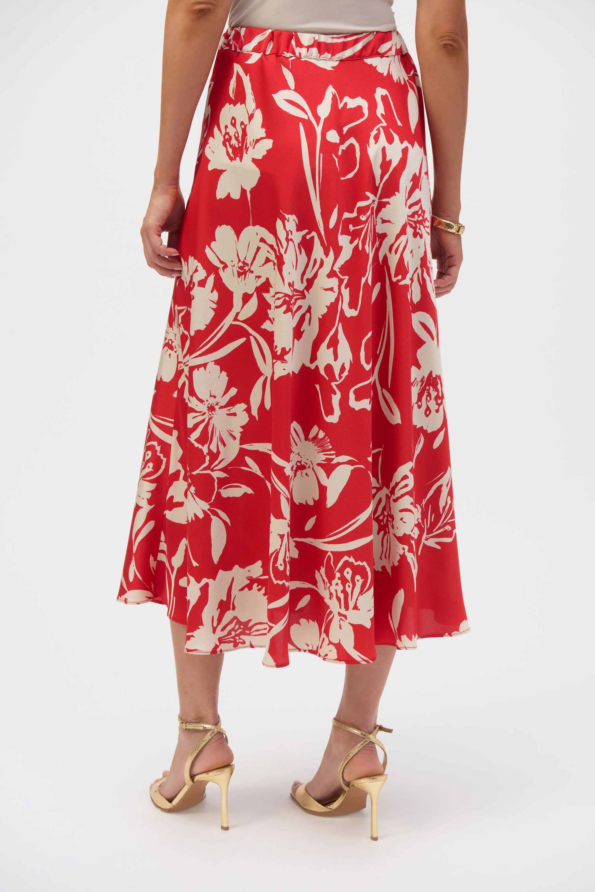 252176 Floral Full Length Fluted Skirt