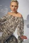252241 Animal Print Off-Shoulder Blouse
