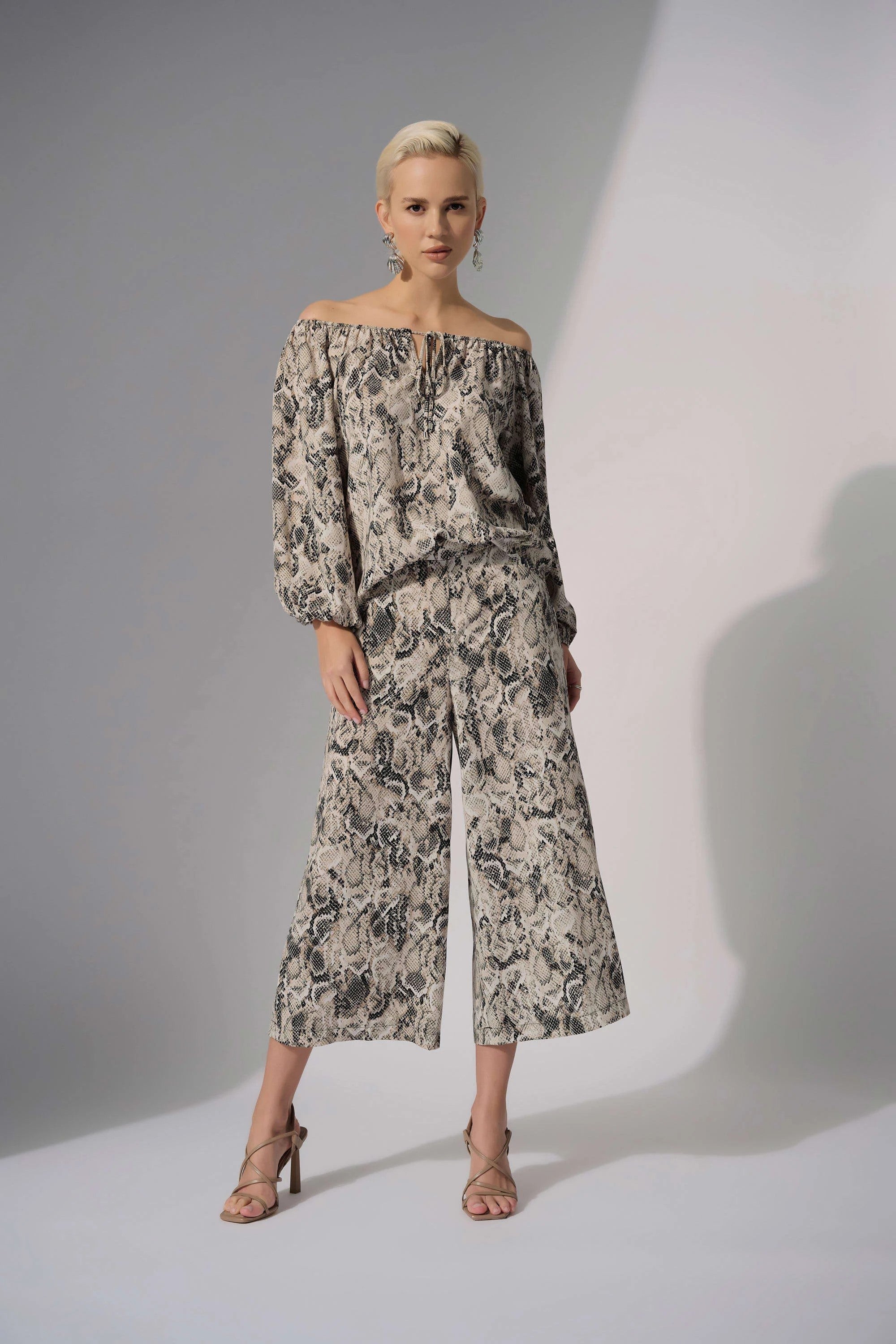 252241 Animal Print Off-Shoulder Blouse