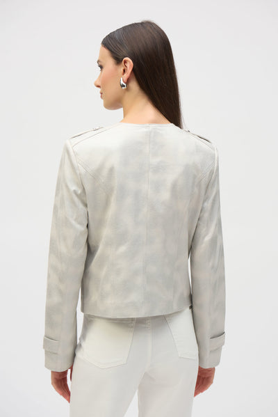 252918 Dome Front Faux Suede Jacket