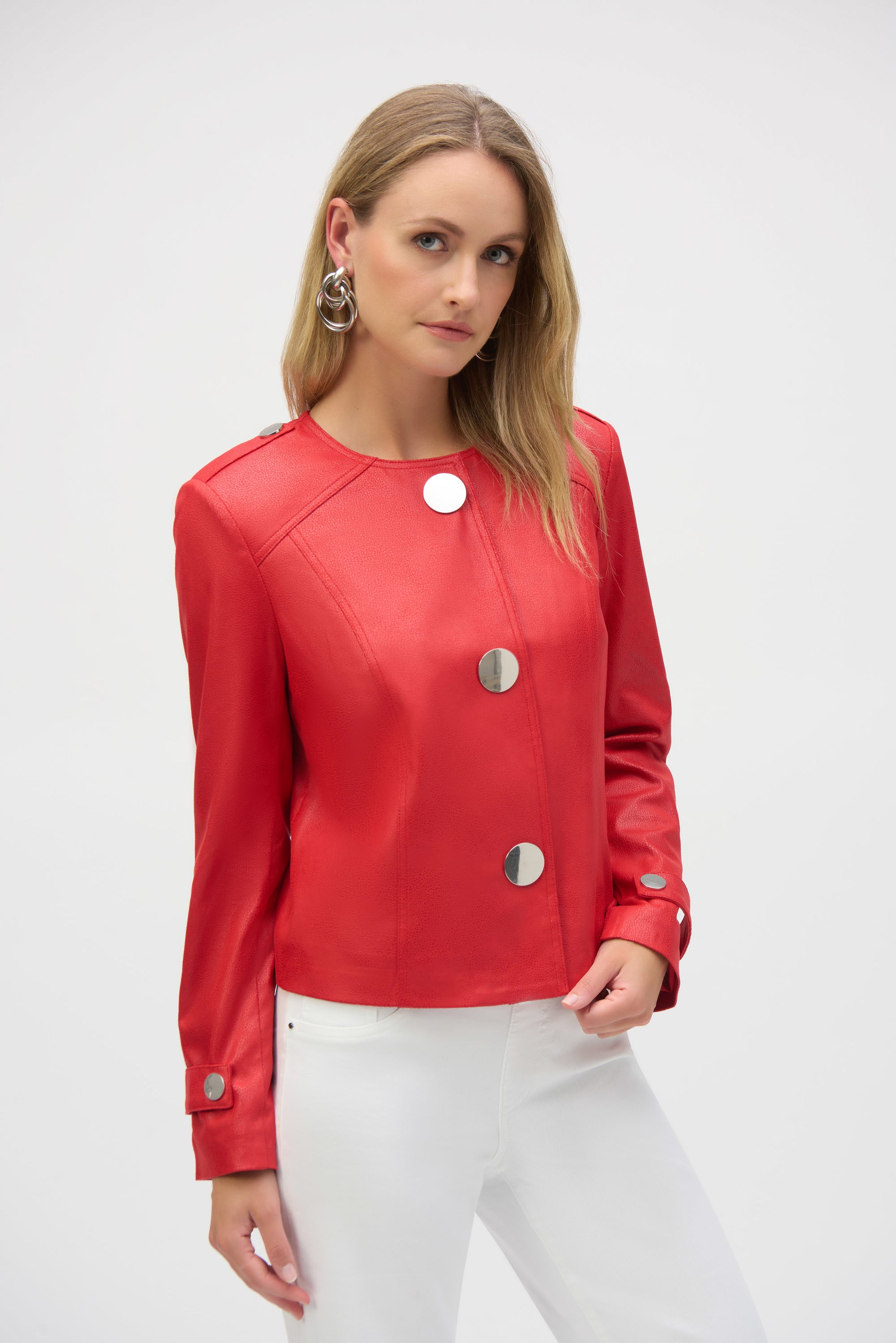 252918 Dome Front Faux Suede Jacket