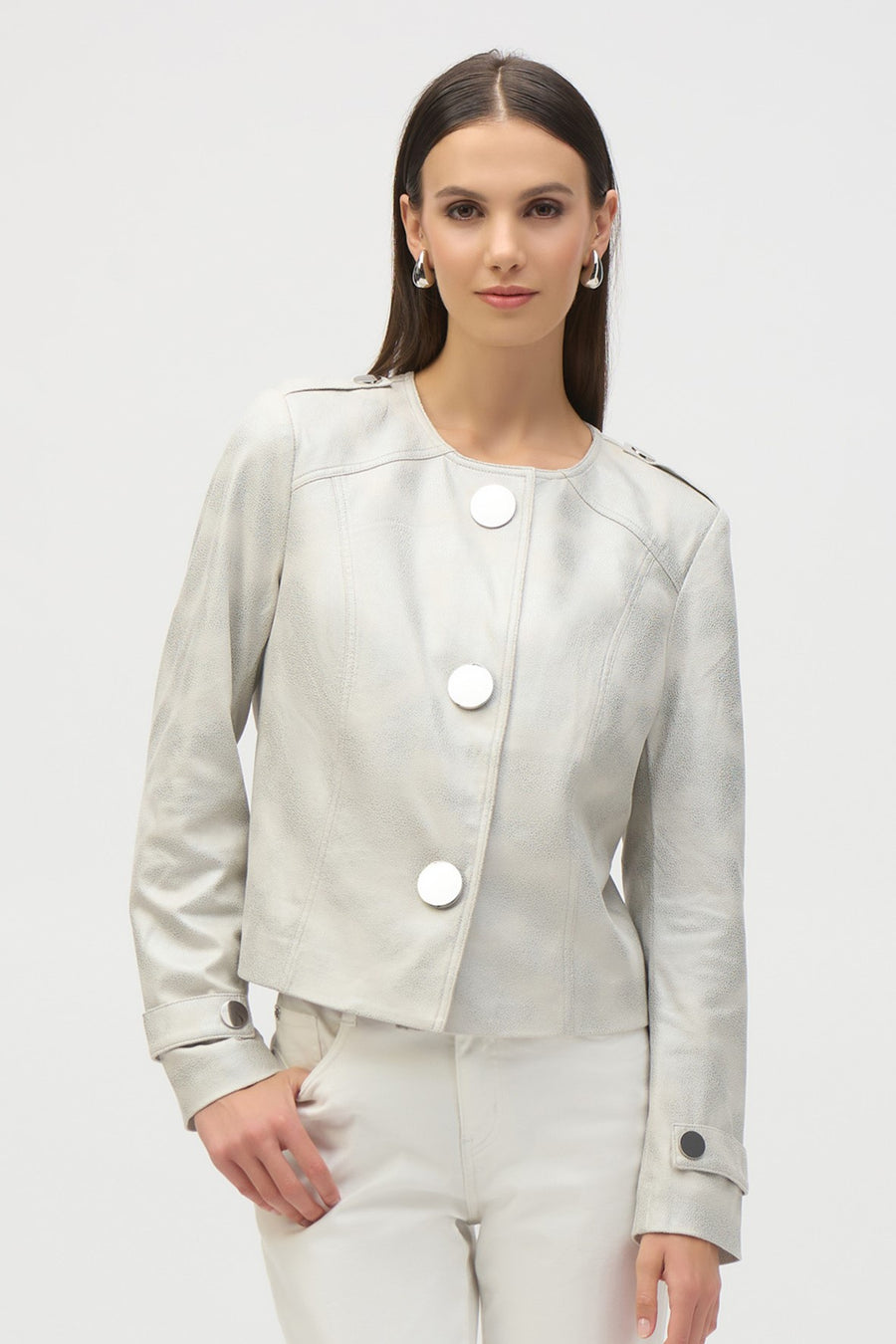 252918 Dome Front Faux Suede Jacket