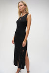 252925 Sweater Knit Stud Panel Midi Dress