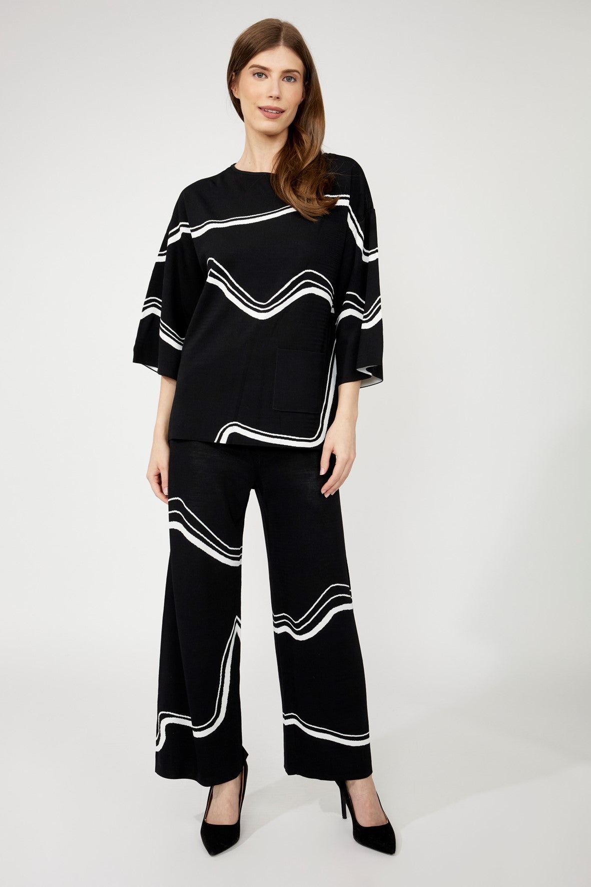 252932 Waves Jacquard Knit Sweater