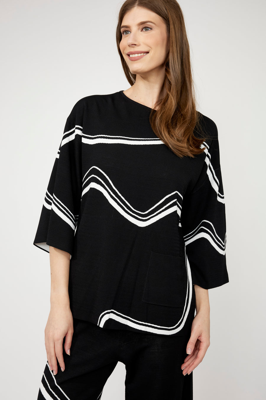 252932 Waves Jacquard Knit Sweater
