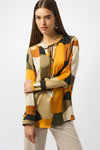 253011 Abstract Print Soft Satin Blouse