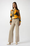 253011 Abstract Print Soft Satin Blouse