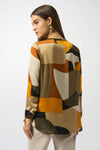 253011 Abstract Print Soft Satin Blouse