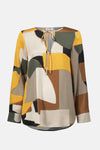 253011 Abstract Print Soft Satin Blouse