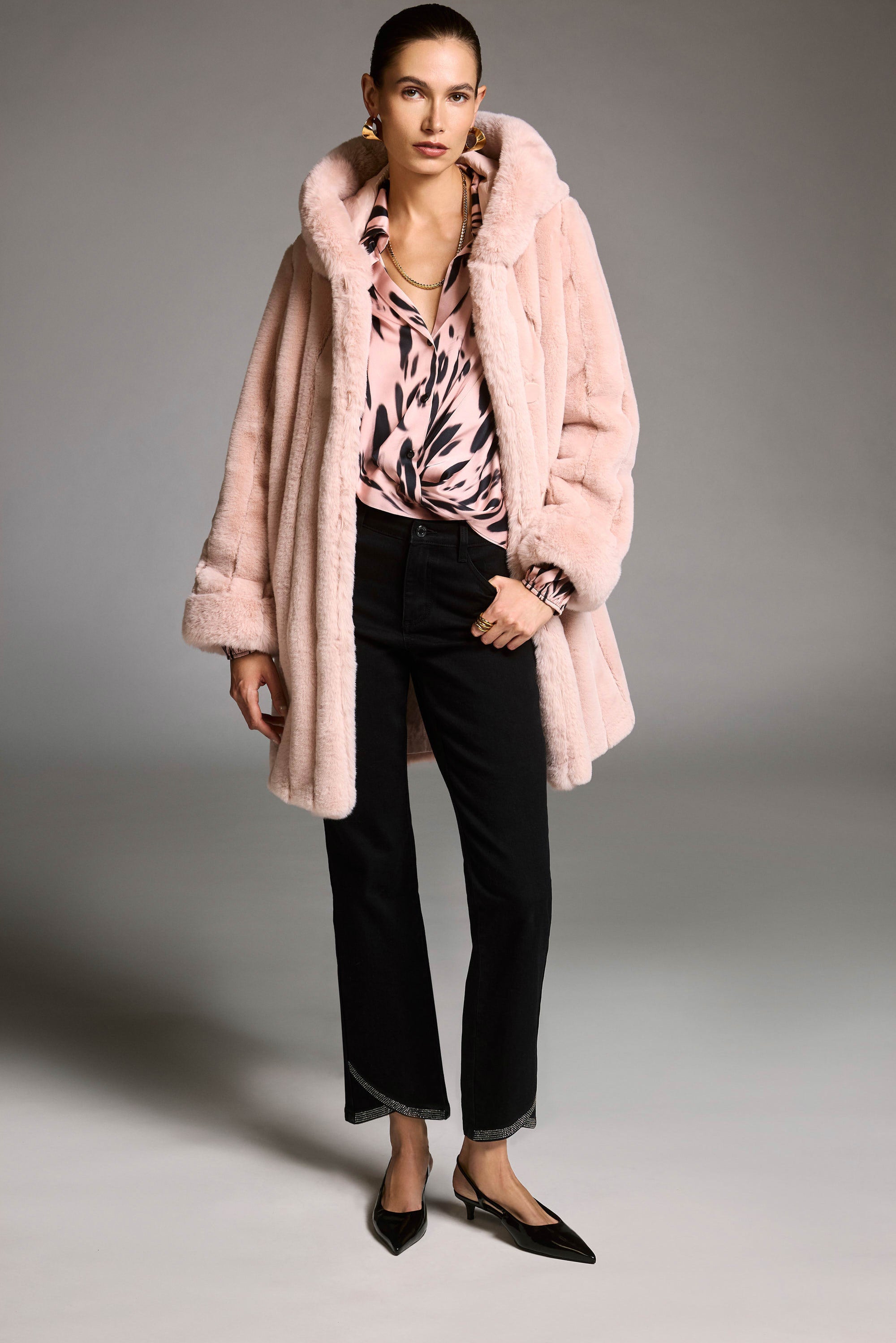 253926P - Pink Reversible Faux Mink Coat