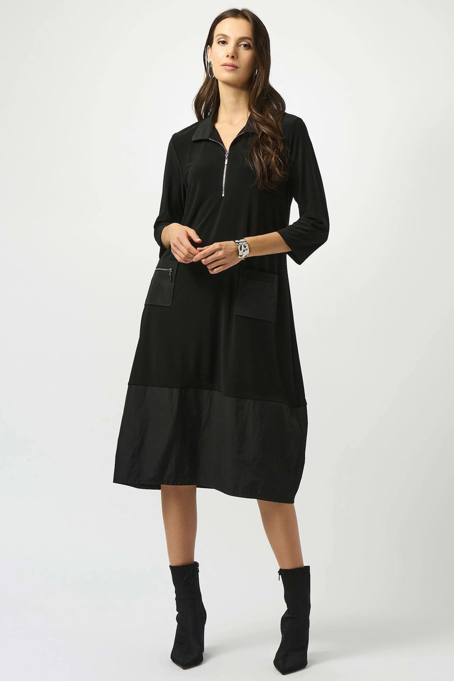 253066 Zip Collar Panel & Patch Tulip Dress