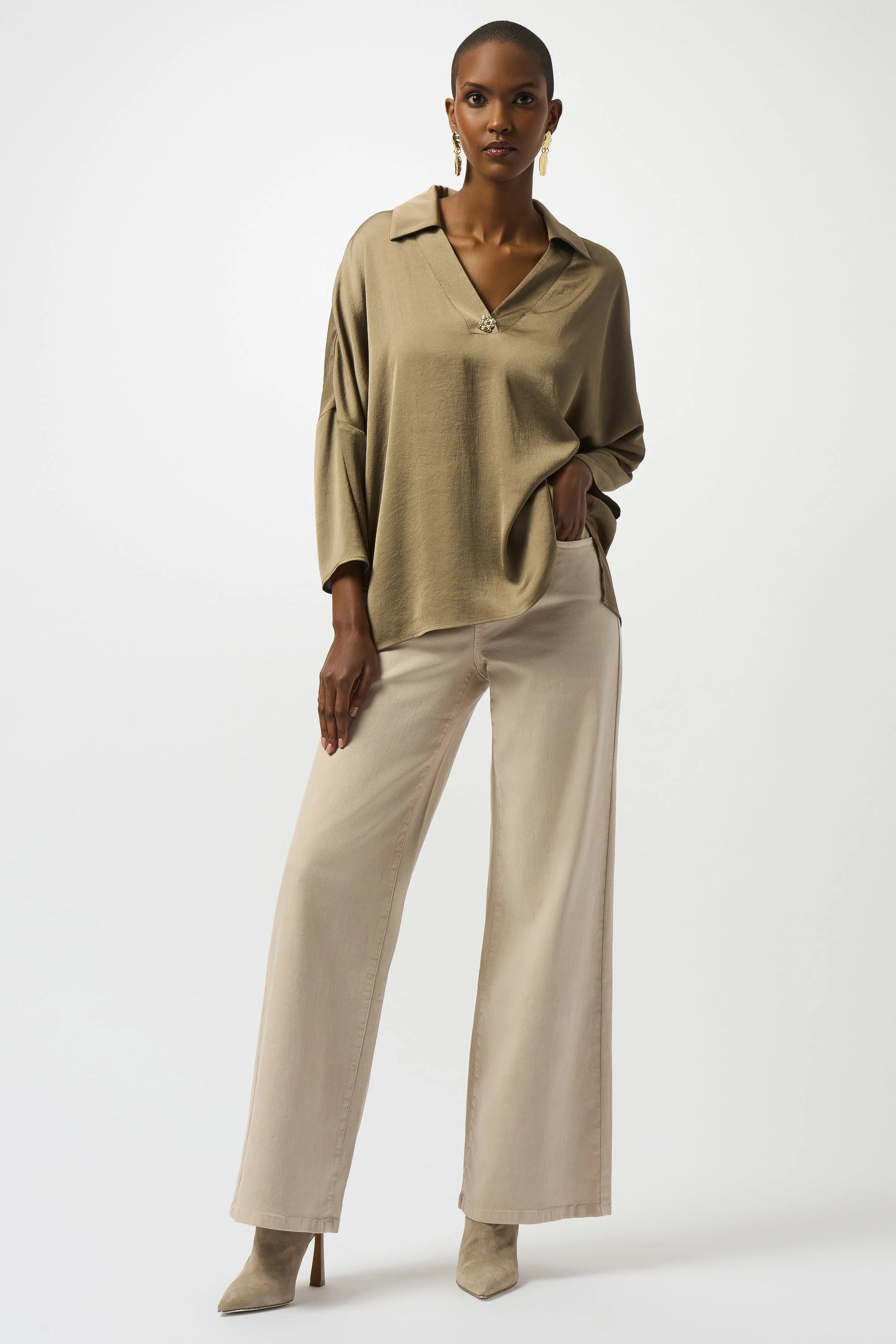 253076 Hammered Satin Boxy Top