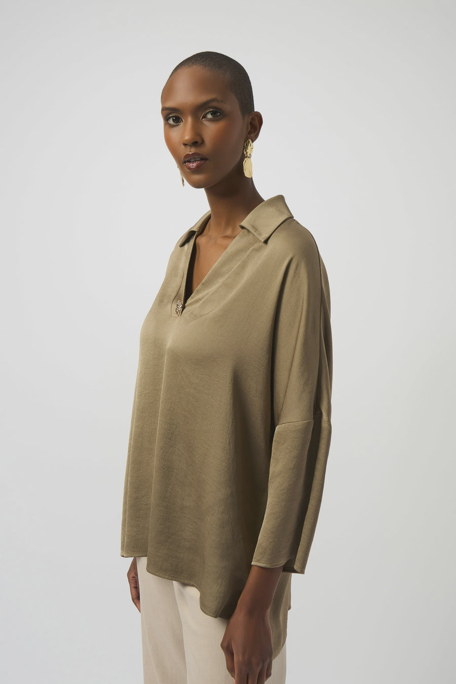 253076 Hammered Satin Boxy Top