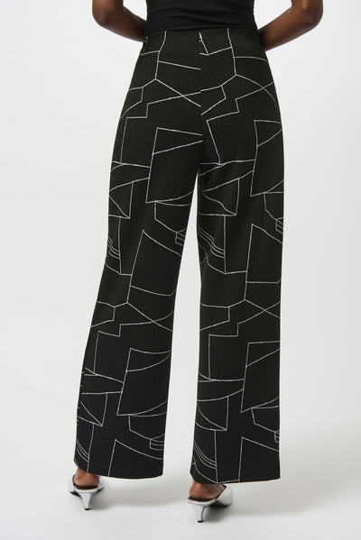 253080 Jacquard Knit Abstract Print Wide-Leg Pants