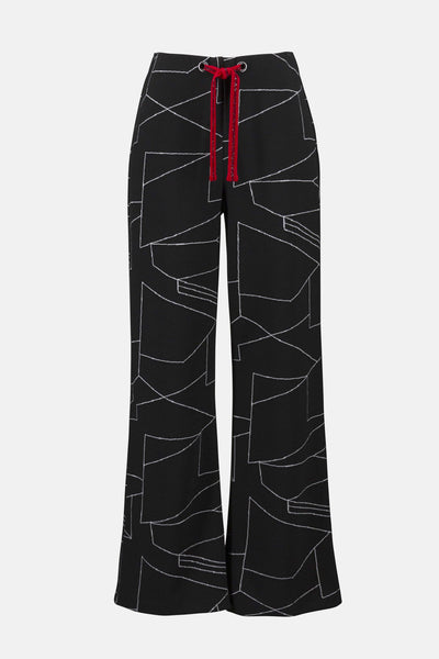 253080 Jacquard Knit Abstract Print Wide-Leg Pants