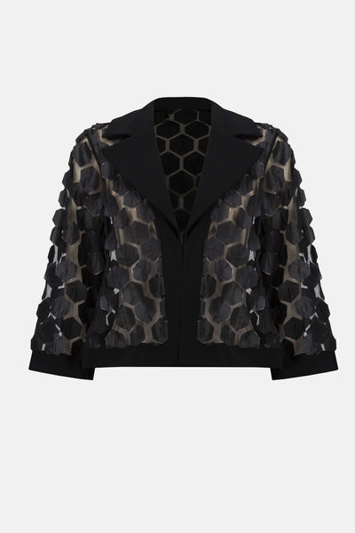 253089 Embroidered Mesh Boarder Trim Trapeze Jacket