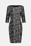253093  Silky Knit Abstract Print Sheath Dress