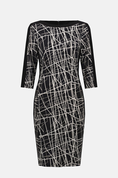 253093  Silky Knit Abstract Print Sheath Dress