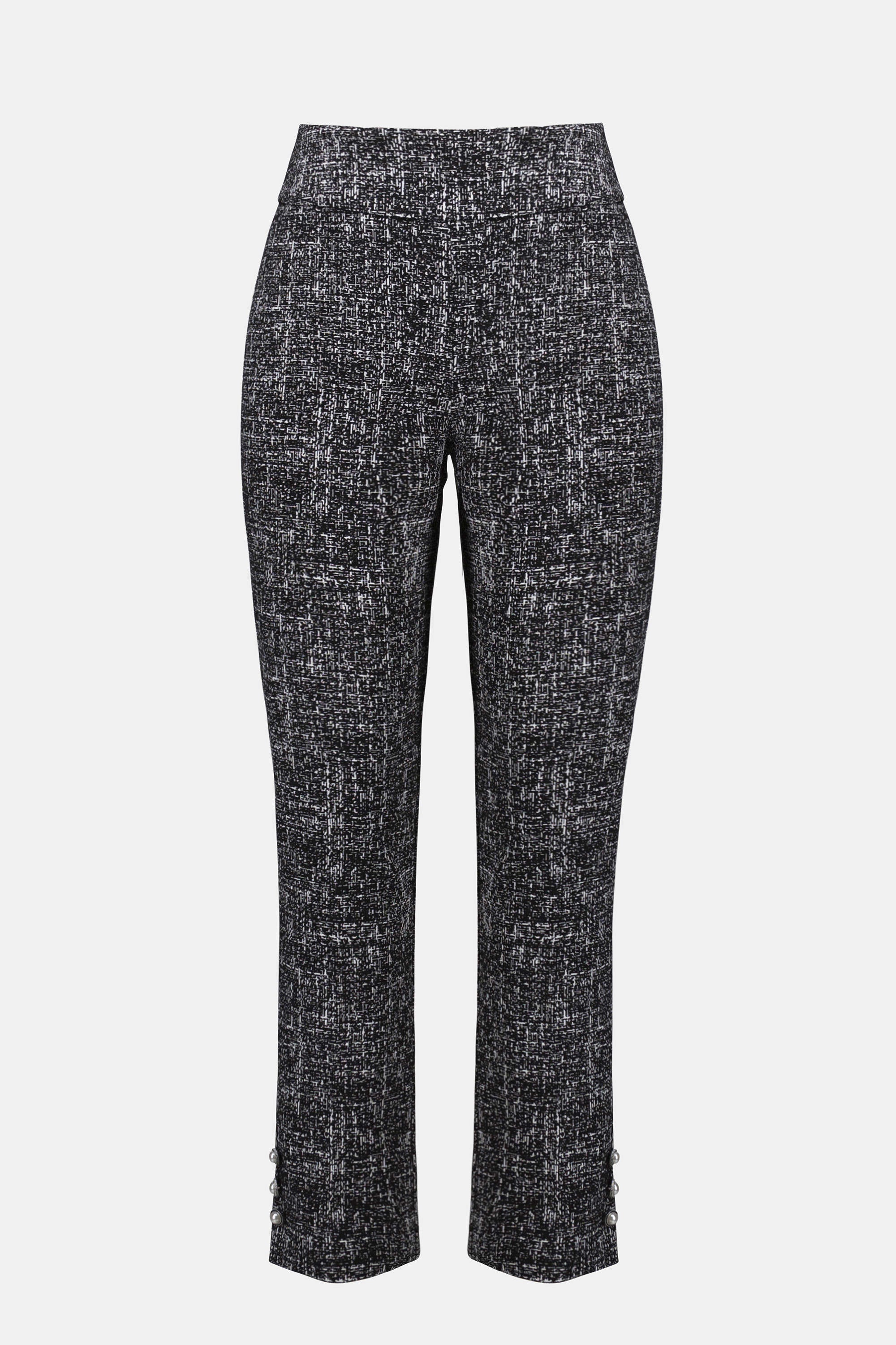 253099 Abstract Jacquard Button Hem Pants