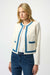 253108 Open Front Denim Fringe Boucle Jacket