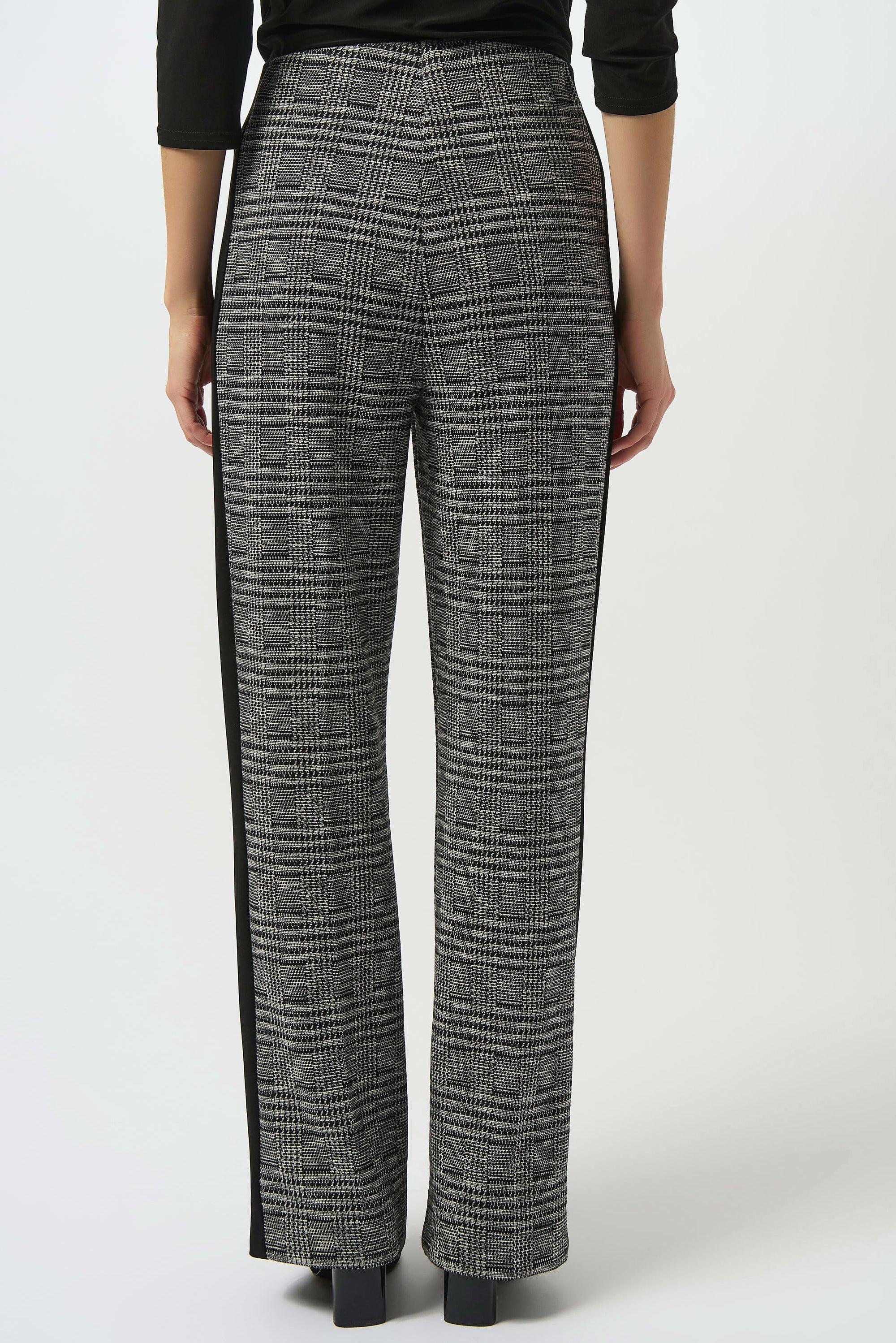 253155 Jacquard Knit Plaid Wide-Leg Pants