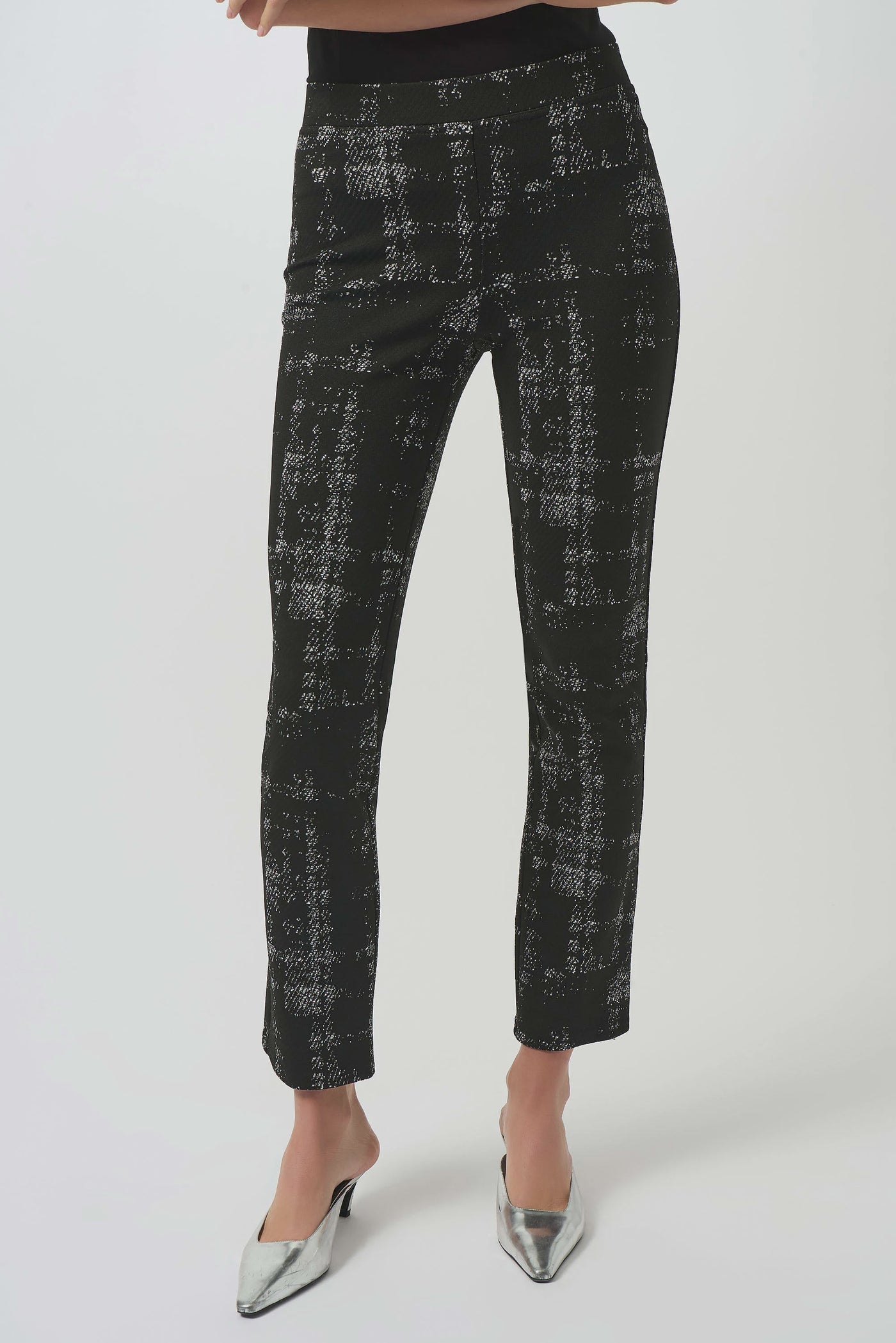 253179 Jacquard Sweater Knit Plaid Pants