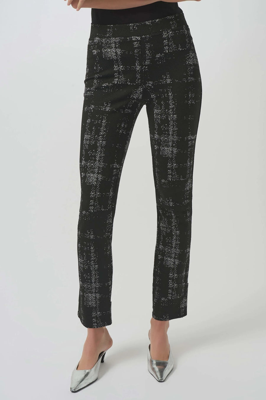 253179 Jacquard Sweater Knit Plaid Pants