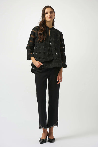 253199 Check Organza Evening Swing Jacket