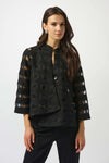 253199 Check Organza Evening Swing Jacket