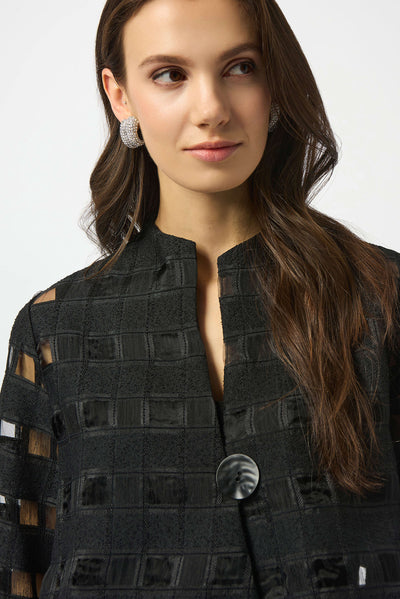 253199 Check Organza Evening Swing Jacket