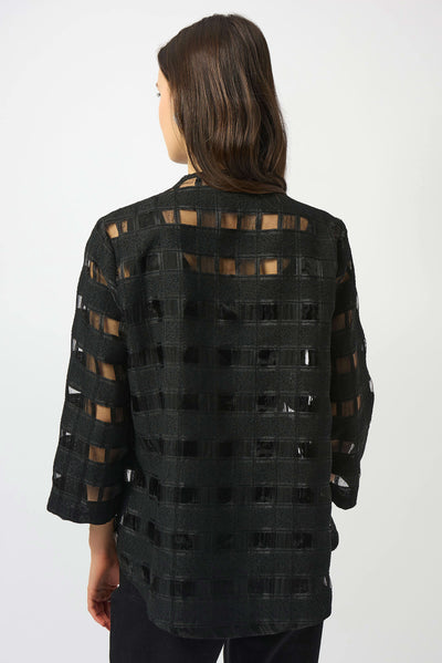 253199 Check Organza Evening Swing Jacket